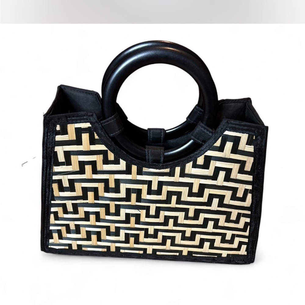 Black and Tan Woven Handbag